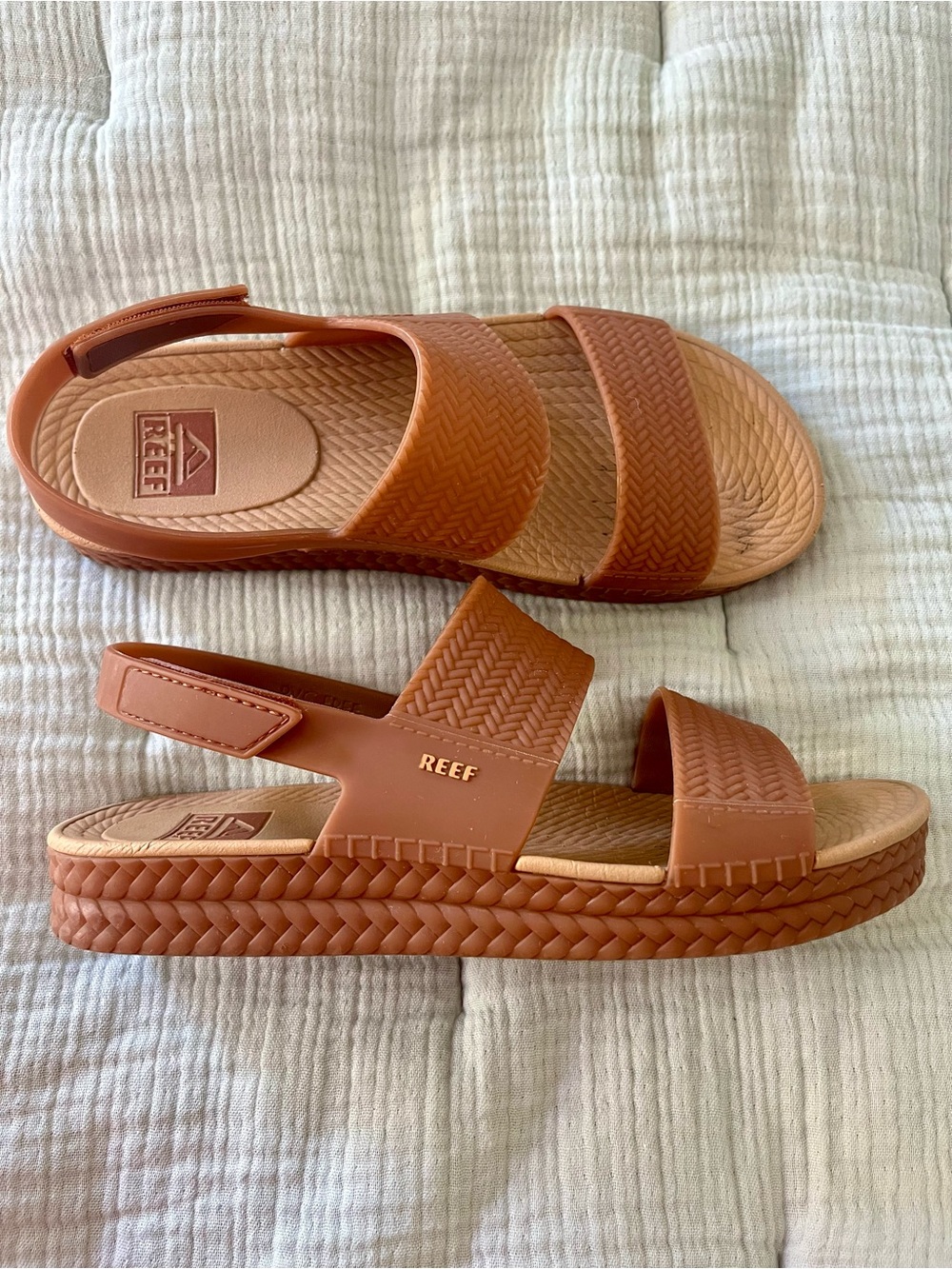 Reef Water Vista Tan Braided Strap Slingback Waterproof Sandals, Women’s size 8